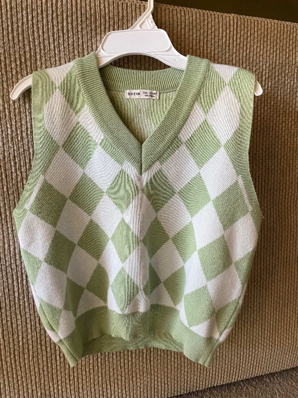 Green checkered cardigan